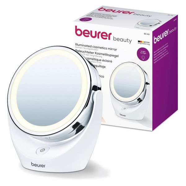 Beurer Cosmetic Mirror / Makeup Mirror with LED Lights, Magnification BS 49