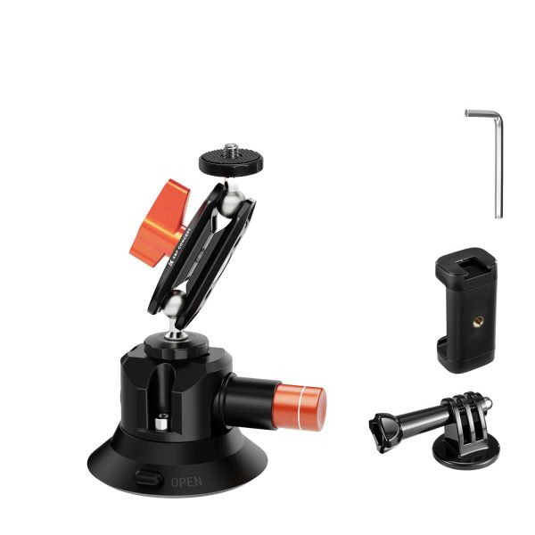 K&amp;F 3" Suction Mount with Magic Arm, Phone and Action Cam Mount | KF31.135