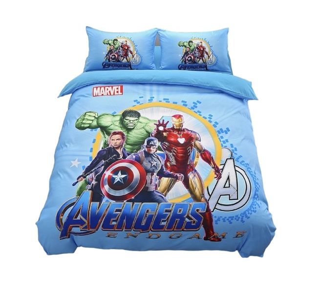 Avengers 3D Polycotton Print Duvet Cover Set - Queen Size - Blue