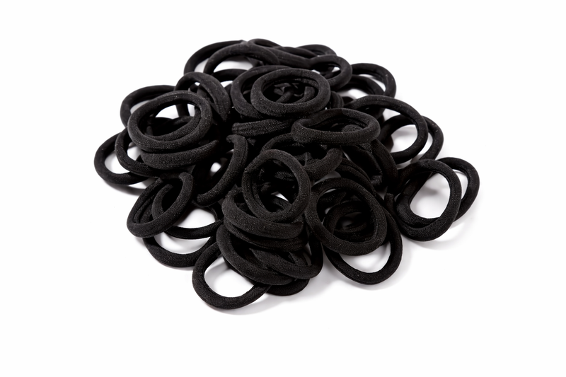 50-Pack High-Elasticity Black Hair Ties