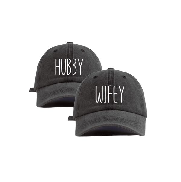 Matching Hubby and Wifey Couples Black Caps Set