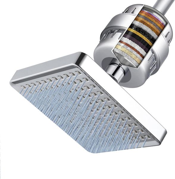 Filtered Shower Head 20 Stage High Pressure 6" Rainfall Head Chrome