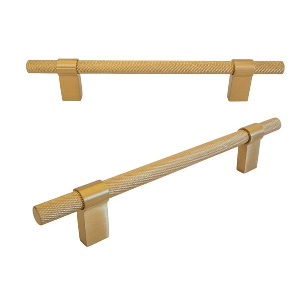 Modern Knurled Brass T Shape Door Handle Fitting - Set of 2