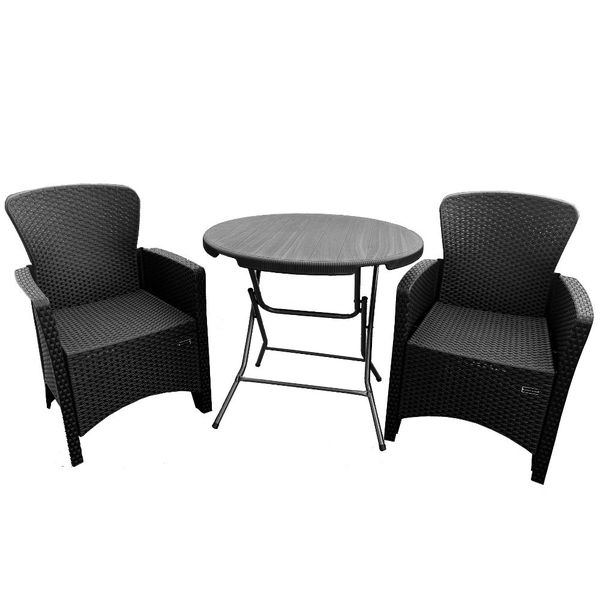 3-Piece Outdoor Patio Furniture Set - Folding Table and Armchairs
