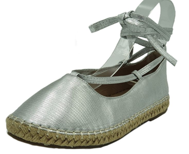 Womens Flatform Espadrilles - Silver