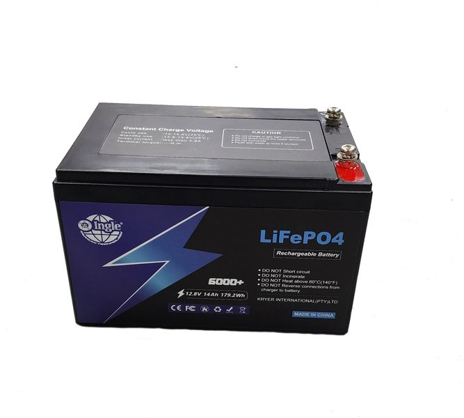 12.8V 14Ah LiFePO4 Solar/Boating/RV Battery w/ BMS | Deep Cycle