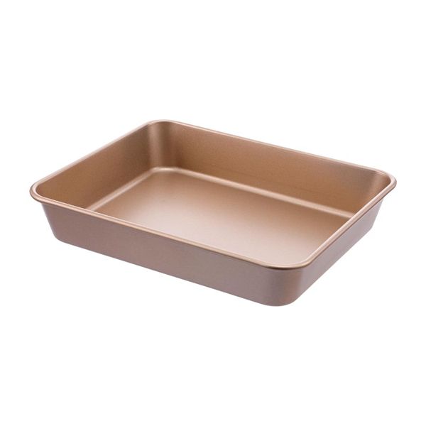 Premium Carbon Steel Rectangular Deep Plate - 22cm - Gold