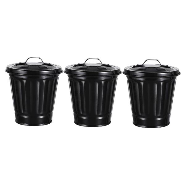 Metal Wastebaskets With Lid, Compact Trash Cans For Office, Bathroom