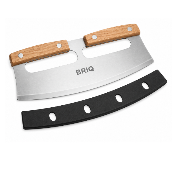 BRIQ Pizza Rocker Cutter Stainless Steel Blade with Wooden Handle