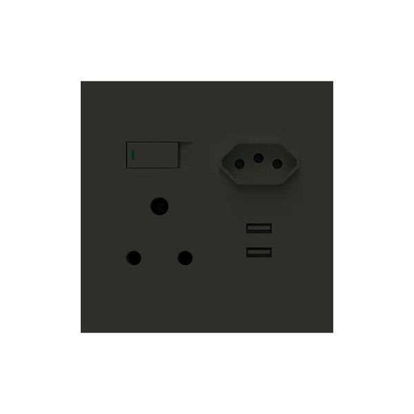 1X N-Type 1X 16A 2X 2.1 Usb 4X4 Mono Block Black image