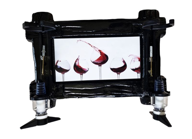 Wine Glass - 2 Optic Liquor Dispenser - Black (34)