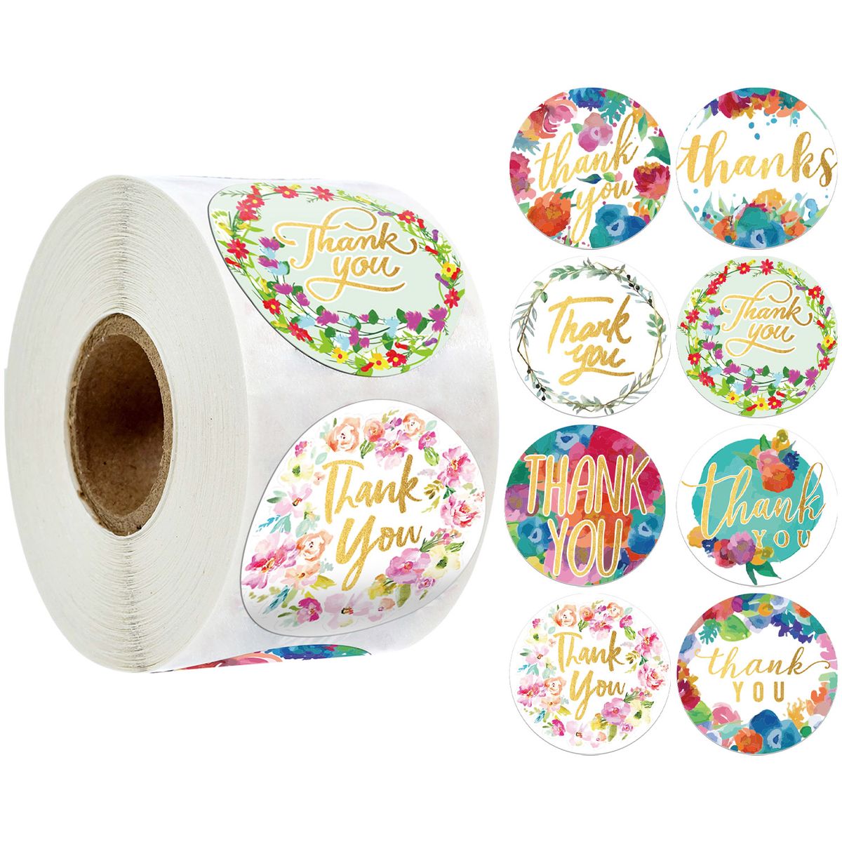 Thank you decorative sticker roll- 500 stickers (colorful) | Buy Online ...