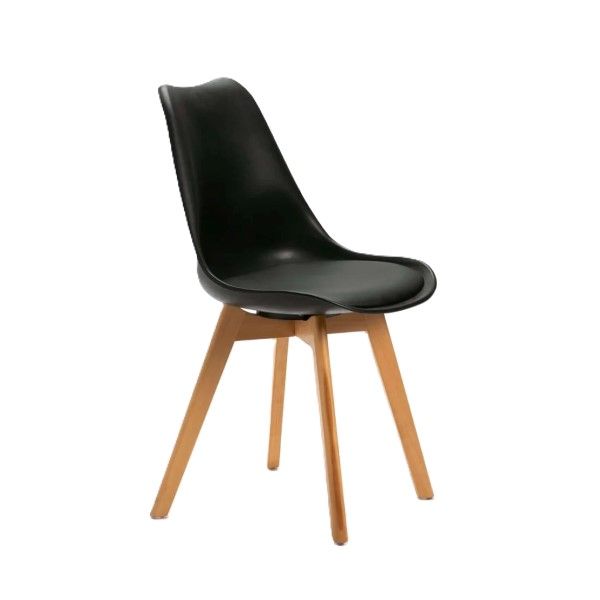 Wooden Leg Dining Chair White and Black