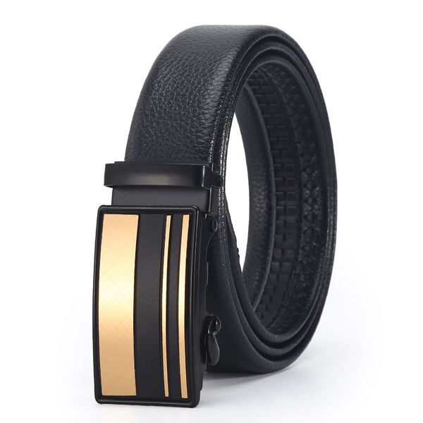 Gold Black Men Business Belt Fashion Automatic Buckle Casual Holiday Gift