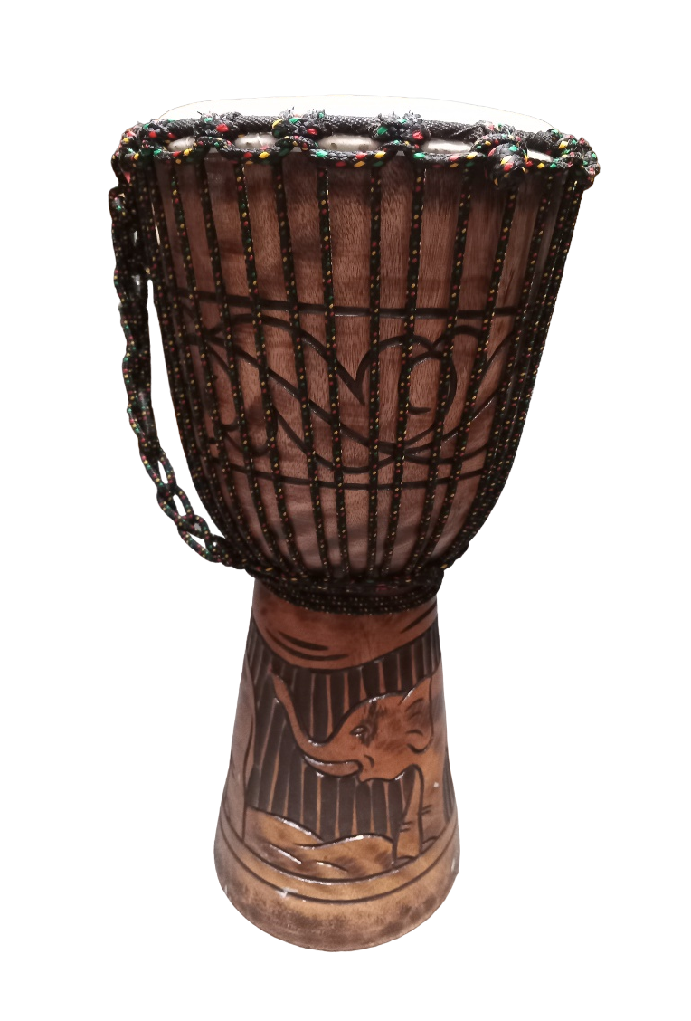 Djembe Drum Tribal Swirl Carving Elephant 50cm x 22cm Shop Today. Get