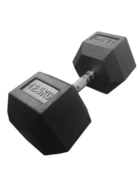 i-Fitness Single 42.5kg Rubber Hexagon Dumbbell