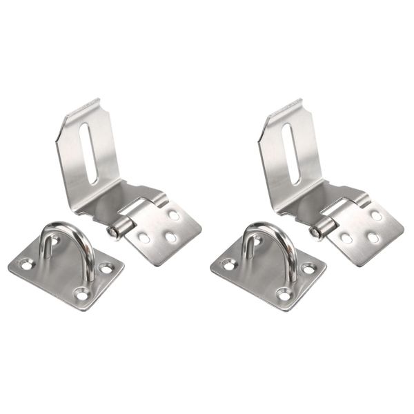 Tool DIY Home Security Stainless Steel Door Lock Buckle Hasp Set of 2