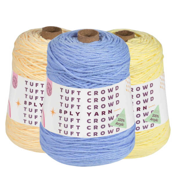TUFT CROWD - Pastel Yarn, 8-ply Tufting Yarn ( 3 x 400g ) , Knitting Yarn