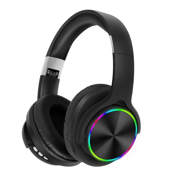Black Wireless stereo RGB shine color changing gaming headphone