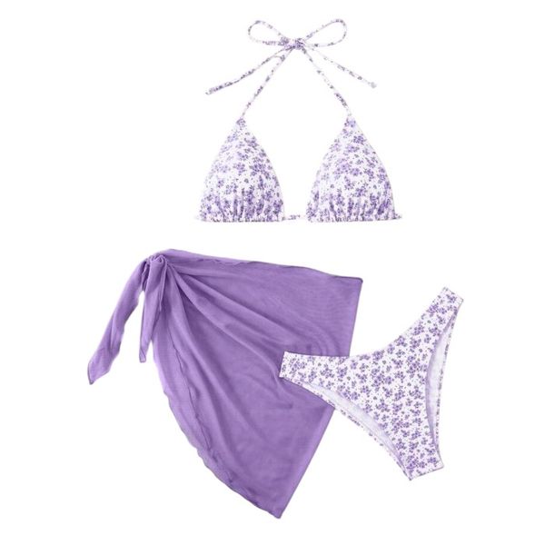 Ladies Bikini Set with Cover Up - Floral Design