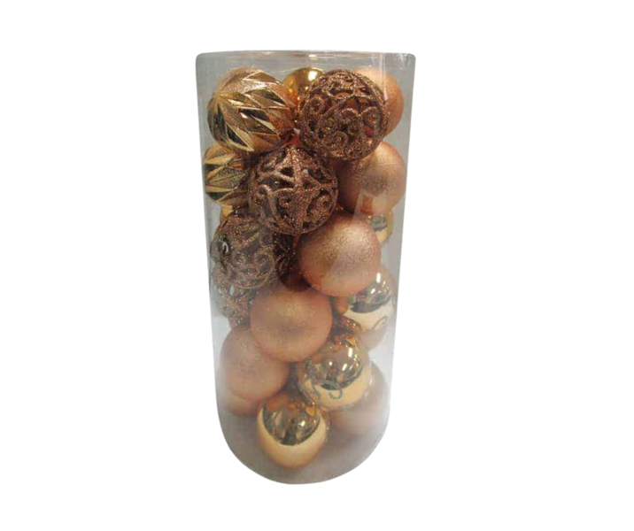 Bauble Deco Pack Mix Finish 6cm Rose Gold S/30 Christmas Décor