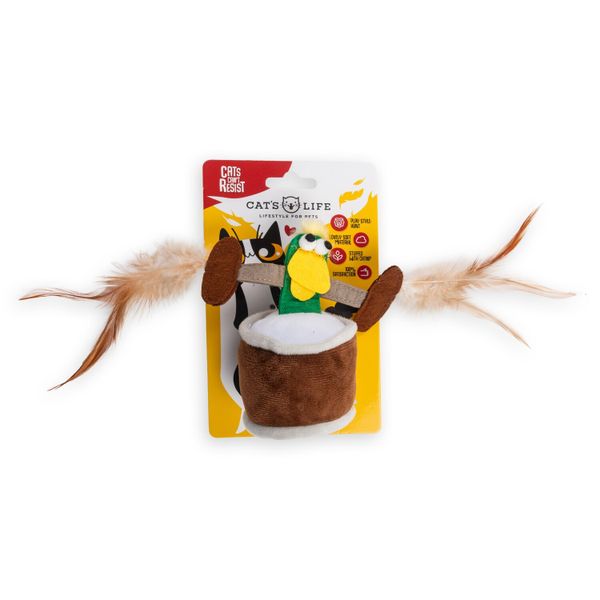 Cat Toy Funny Duck w/ Feather Brown