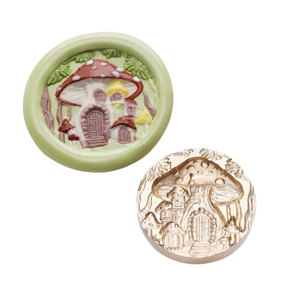 Wax seal stamp with Brass head and wooden Handle-25mm-Mushroom fairytale