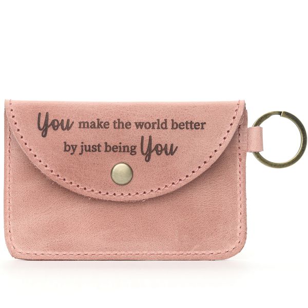 DAREhue - Genuine Leather Card Holder Keyring - You make the world better