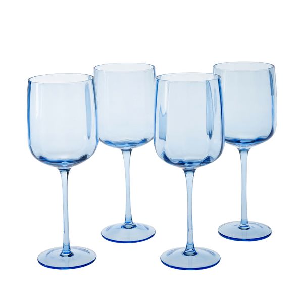 George &amp; Mason - Riviera 4 Pack Crystal Wine Glasses - Blue