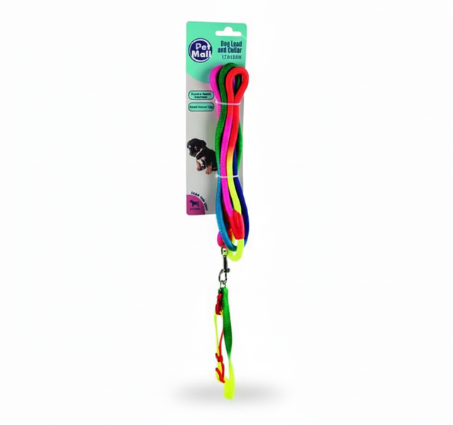 Pet Mall Dog Collar and Lead Rope Set, 1.2m x 6mm for Outdoor Walks