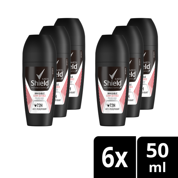Shield Men Invisible Germ Defence Antiperspirant Roll-On Deodorant 6x50ml