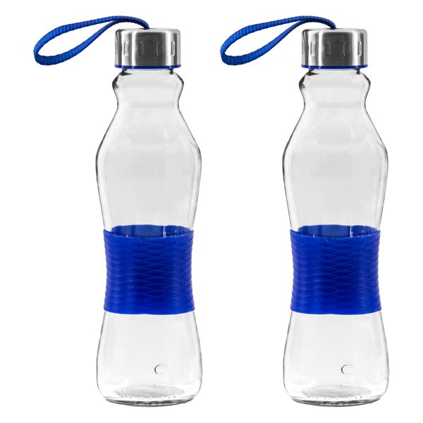 Consol - 500ml Grip n Go bottle Strap lid Dark Blue - 2pk