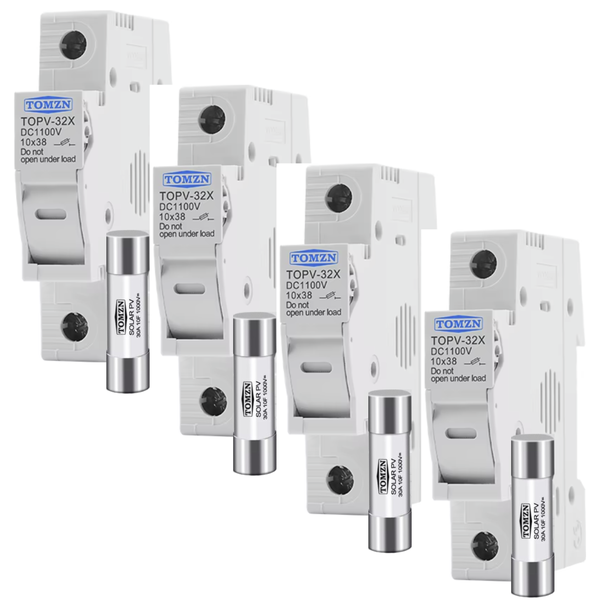TOMZN 4 x PV DC Fuse Holders (32A 1000V) with 4 x 30A Fuses included