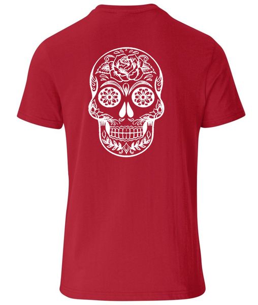 Birthday - Sugar Skull Back Print Red Men's T-Shirt