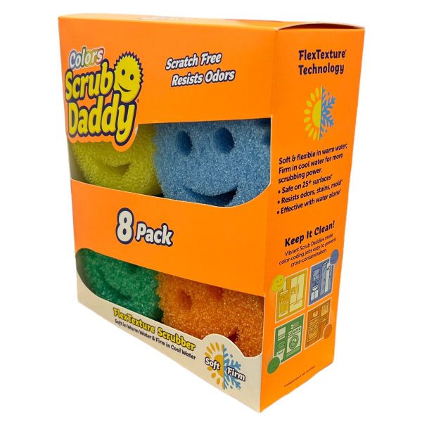 Scrub Daddy Colors Flex Texture Scrubber Sponges - 8 Pack