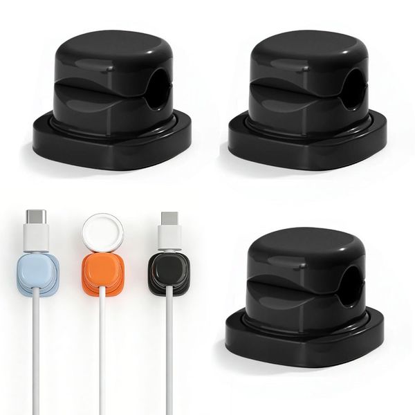 Magnetic Cable Clips Rotatable, Under Desk Cable Management(3, Black)