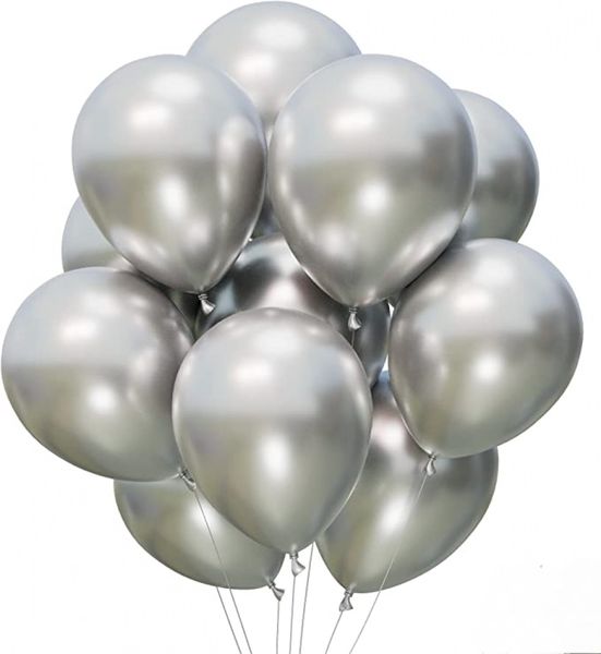 20 Metallic Silver Balloons for Party Ballons