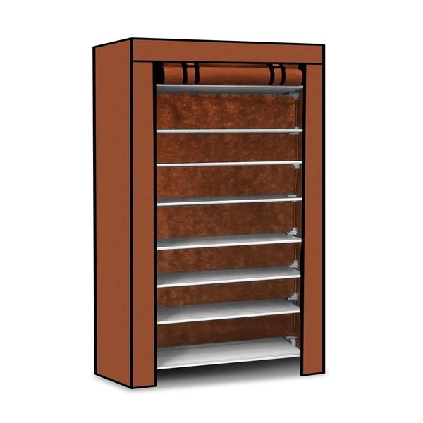 9 Tier Fabric Shoe Rack - Brown