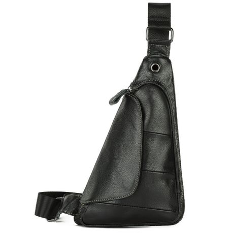 Men's Chest Bag Genuine Leather Shoulder Bags Triangular Casual Sling Bag Image