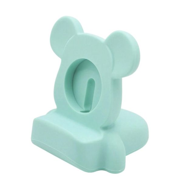 Soft Silicone Charging Station With Teddy Ears Compatible with Apple Watch - Light Blue