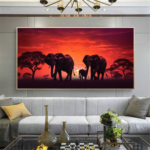 Canvas Wall Decor - Sunset Elephant Parade - 0564