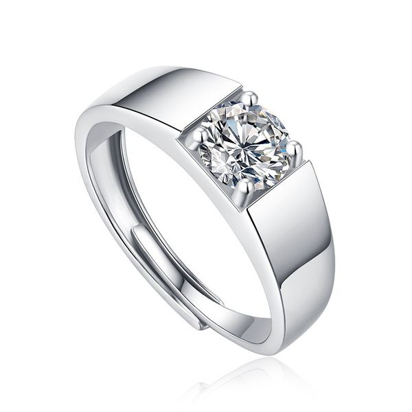 IPSTYLE Ring Men 925 Sterling Silver VVS Moissanite Diamond Wedding Male