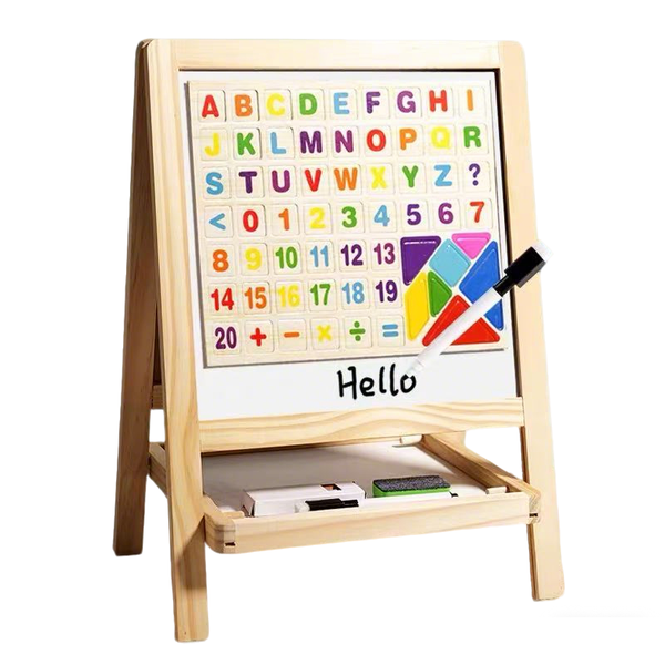 Children's Magnetic Double-Sided Drawing Board With Tangram Puzzle
