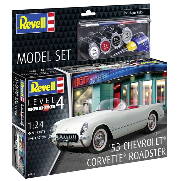 Revell 1/24 1953 Corvette Roadster Plastic Model Kit w/paints, glue &amp; brush