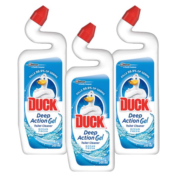 Duck Deep Action Toilet Cleaner Gel Ocean - 500ml Pack of 3