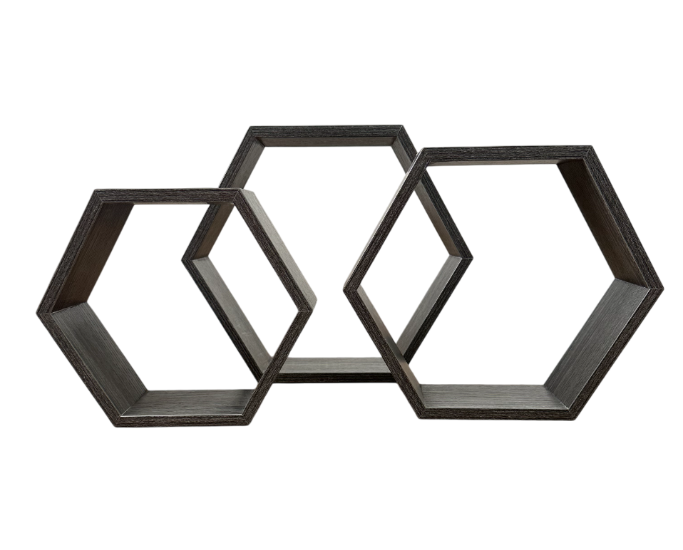 Solid Hexagonal Wall Shelves - Set of 3