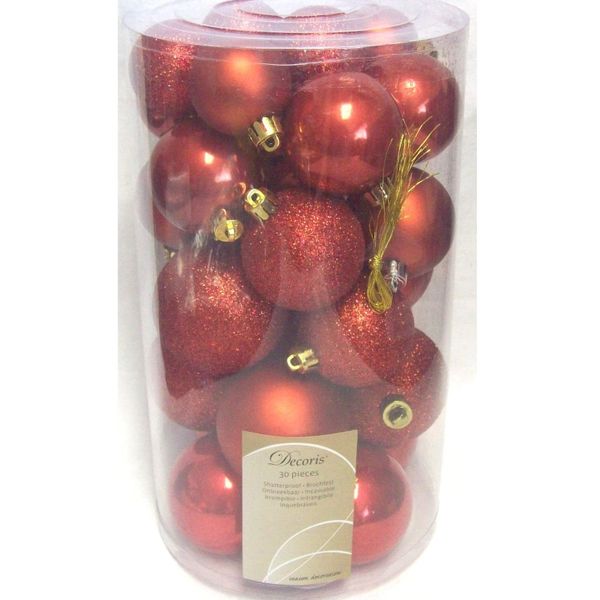 30 Autumn Red Tree Baubles Christmas Decoration