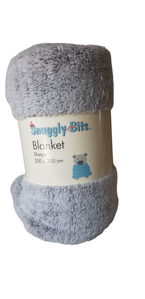 Snuggly Bits Grey Polyester Plain Winter Junior Blanket