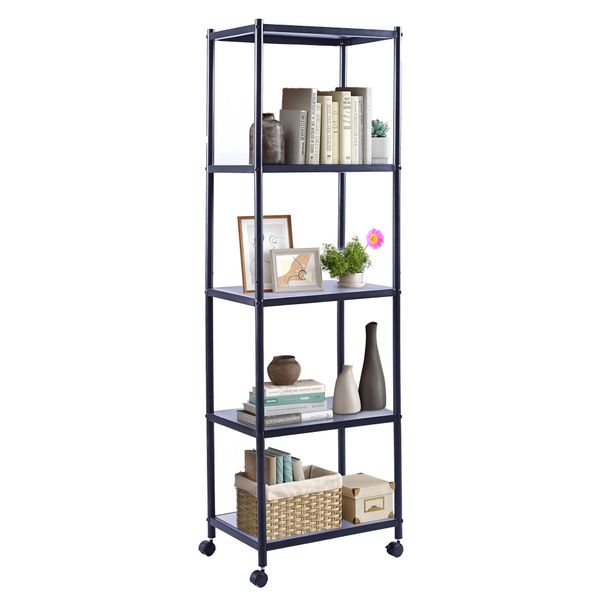 5-Tier Standing Metal Storage Shelf Units with Wheels