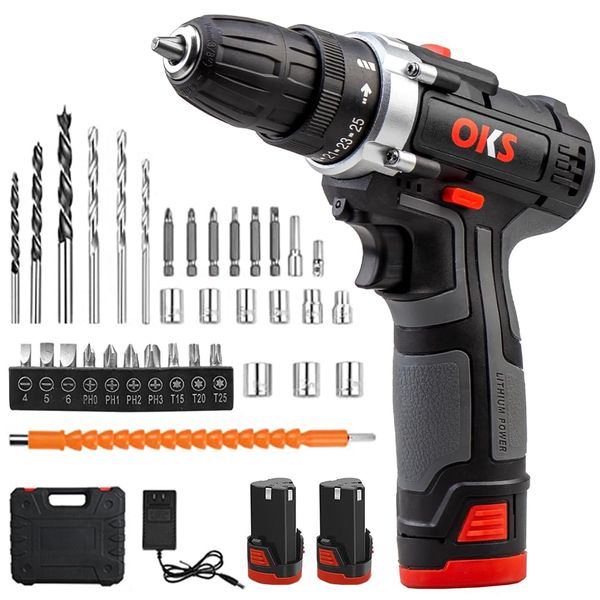 OKS 12V Electric Cordless Drill with 2 Battery